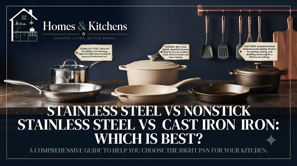 stainless steel vs nonstick vs cast iron cookware